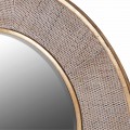 Luxusní art deco kulaté zrcadlo Solaria se zlatým kovovým lemem a rámem s ratanovým vzorem 100 cm