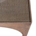 Designový art deco konferenční stolek Loras s geometrickýma nohama a skleněnou deskou s dekorativním výpletem 60 cm