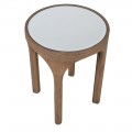 Designový příruční stolek Loras v art deco stylu z masivu hnědé barvy se zrcadlovou deskou a obloukovými výřezy nohou 57 cm