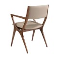 Luxusní moderní jídelní židle Vita Naturale s designovým dřevěným rámem v hnědé barvě s koženým béžovým potahem 56 cm