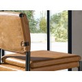 Luxusní moderní barová židle Rotho s hnědým potahem z pravé kůže a černou lesklou kovovou konstrukcí 112 cm