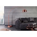 Designová moderní měděná stojící polohovatelná lampa Big Bow z kovu s kulatým stínítkem s perforací se zaoblenou nohou 210 cm