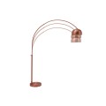 Designová moderní měděná stojící polohovatelná lampa Big Bow z kovu s kulatým stínítkem s perforací se zaoblenou nohou 210 cm