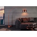 Designová moderní měděná stojící polohovatelná lampa Big Bow z kovu s kulatým stínítkem s perforací se zaoblenou nohou 210 cm