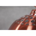 Designová moderní měděná stojící polohovatelná lampa Big Bow z kovu s kulatým stínítkem s perforací se zaoblenou nohou 210 cm
