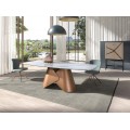 Luxusní glamour bílý obdélníkový jídelní stůl Forma Moderna z porcelánu s mramorovým vzorem s bronzovou nohou 240 cm