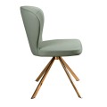 Luxusní glamour otočná jídelní židle Forma Moderna s pastelovým zeleným koženým potahem a růžovozlatýma nohama 83 cm