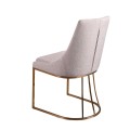 Luxusní art deco jídelní židle Forma Moderna s růžovozlatou kovovou podstavou a šedým textilním potahem 86 cm