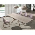 Luxusní art deco jídelní židle Forma Moderna s růžovozlatou kovovou podstavou a šedým textilním potahem 86 cm