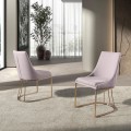 Luxusní art deco jídelní židle Forma Moderna s růžovozlatou kovovou podstavou a šedým textilním potahem 86 cm