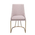 Luxusní art deco jídelní židle Forma Moderna s růžovozlatou kovovou podstavou a šedým textilním potahem 86 cm