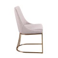 Luxusní art deco jídelní židle Forma Moderna s růžovozlatou kovovou podstavou a šedým textilním potahem 86 cm