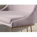 Luxusní art deco jídelní židle Forma Moderna s růžovozlatou kovovou podstavou a šedým textilním potahem 86 cm