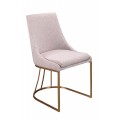 Luxusní art deco jídelní židle Forma Moderna s růžovozlatou kovovou podstavou a šedým textilním potahem 86 cm