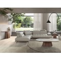 Luxusní moderní kulatý příruční stolek Vita Naturale s porcelánovou deskou a kuželovou nohou v hnědé barvě 50 cm