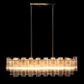 Luxusní glamour obdélníkový lustr Ayva se skleněným stínítkem a kovovou zlatou konstrukcí 132 cm Luxusní glamour obdélníkový lustr Ayva se skleněným stínítkem a kovovou zlatou konstrukcí 132 cm
