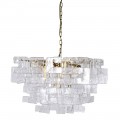 Luxusní glamour čtvercový lustr Crystalis ze skla a zlata s dvoupatrovým designem 135 cm