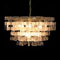 Luxusní glamour čtvercový lustr Crystalis ze skla a zlata s dvoupatrovým designem 135 cm