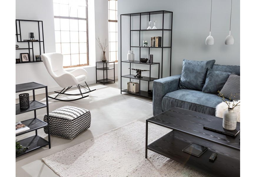 Stylová obývací sestava Industria Negra v industriálním stylu v černé barvě