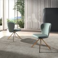 Luxusní moderní jídelní sestava Forma Moderna s mramorovým stolem a zelenými židlemi s akcenty v béžové a zlaté barvě