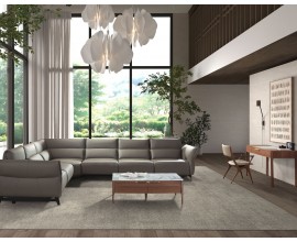 Luxusní moderní sestava nábytku do obývacího pokoje Vita Naturale s pracovním koutkem v zemitých odstínech hnědé a šedé