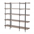 Industriální regál Frame s pěti policemi s jasanovým béžovým dřevem a černou kovovou konstrukcí 181 cm