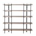 Industriální regál Frame s pěti policemi s jasanovým béžovým dřevem a černou kovovou konstrukcí 181 cm
