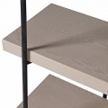 Industriální regál Frame s pěti policemi s jasanovým béžovým dřevem a černou kovovou konstrukcí 181 cm