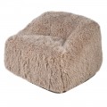 Luxusní glamour kožešinové křeslo Cloudy v taupe hnědé barvě s oblými tvary bez nožiček 95 cm
