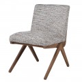 Designová retro jídelní židle Axis s šedým vzorovaným potahem a dřevěnou hnědou konstrukcí 82 cm