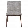 Designová retro jídelní židle Axis s šedým vzorovaným potahem a dřevěnou hnědou konstrukcí 82 cm