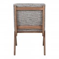 Designová retro jídelní židle Axis s šedým vzorovaným potahem a dřevěnou hnědou konstrukcí 82 cm