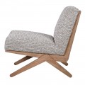 Luxusní retro křeslo Lento s šedým potahem a dřevěnou konstrukcí v ořechovém hnědém odstínu 79 cm