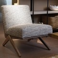 Luxusní retro křeslo Lento s šedým potahem a dřevěnou konstrukcí v ořechovém hnědém odstínu 79 cm