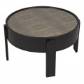 Art deco konferenční stolek Mirage s černou konstrukcí a povrchem ze shagreen kůže pod sklem 84 cm