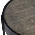 Art deco konferenční stolek Mirage s černou konstrukcí a povrchem ze shagreen kůže pod sklem 84 cm