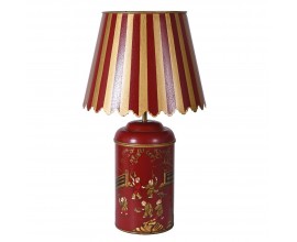 Orientální kovová stolní lampa Dynasty s červeným a zlatým stínítkem 75 cm