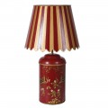 Orientální kovová stolní lampa Dynasty s červeným a zlatým stínítkem 75 cm