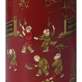 Orientální kovová stolní lampa Dynasty s červeným a zlatým stínítkem 75 cm