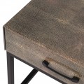 Industriální konferenční stolek Baron s hnědým povrchem se shagreenovým designem a černou kovovou konstrukcí 90 cm