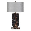 Glamour mramorová stolní lampa Astrida s černým podstavcem a šedým oválným stínítkem 70 cm
