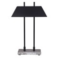 Industriální stolní lampa Brent s mramorovou šedou podstavou a černým lněným obdélníkovým stínítkem 64 cm