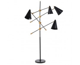 Luxusní art deco černá stojací lampa Twin se čtyřmi stínítky a mramorovou podstavou 174 cm