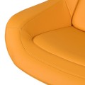 Moderní žluté kožené otočné křeslo Averro s vysokým opěradlem a černou kovovou podstavou 85 cm