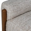 Luxusní retro lavice Adnan s bočními opěrkami s hnědou dřevěnou konstrukcí a béžovým melírovaným potahem 150 cm