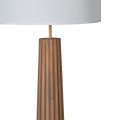 Luxusní art deco stojací lampa Ranty z masivního topolového dřeva s bílým lněným stínítkem 159 cm