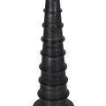Moderní černá stojací lampa Nero s kovovou nohou a lněným stínítkem 168 cm