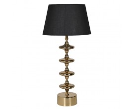 Stolní lampa Aurora Gold ve stylu art deco s černým bavlněným stínidlem a zlatou kovovou základnou 85 cm