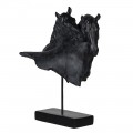Stylov&aacute; designov&aacute; čern&aacute; dekorativn&iacute; socha Gatern v podobě dvou koňsk&yacute;ch hlav s kamenn&yacute;m designem 46 cm