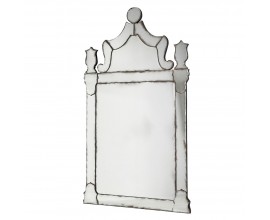 Luxusní vintage zrcadlo Gate s patinou ve tvaru vrat s mozaikovým designem s ozdobnými sloupky a kovovou výztuží
